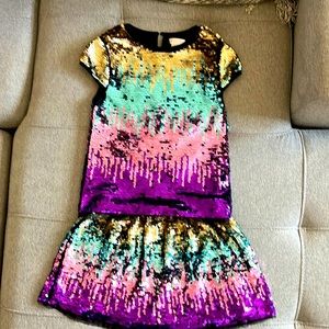 Primary Premium girls two piece skirt and top set.